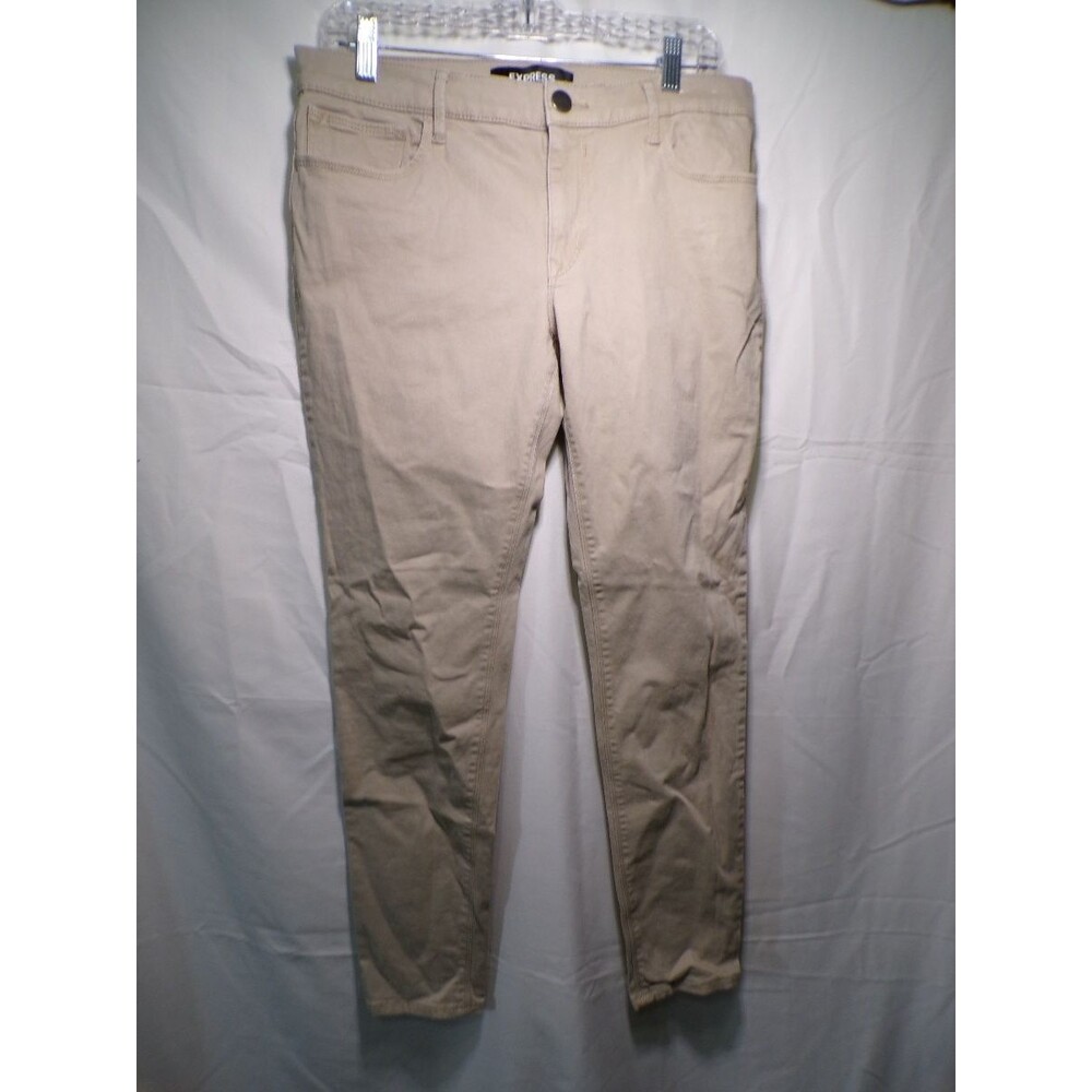 Express Women's Legging Pants 10P Beige Mid Rise Stretch 5 Pocket